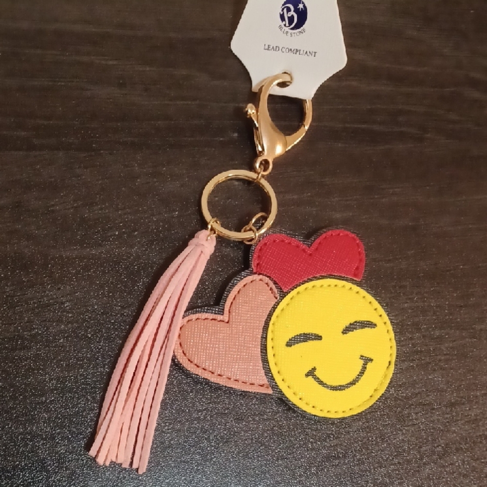 Smiley Heart Keychain with Tassel